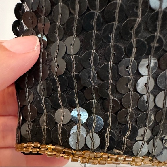 Vintage Jean For Joseph Le Bon 100% Silk Gold Black Sequined Blouse Size S - Picture 3 of 11